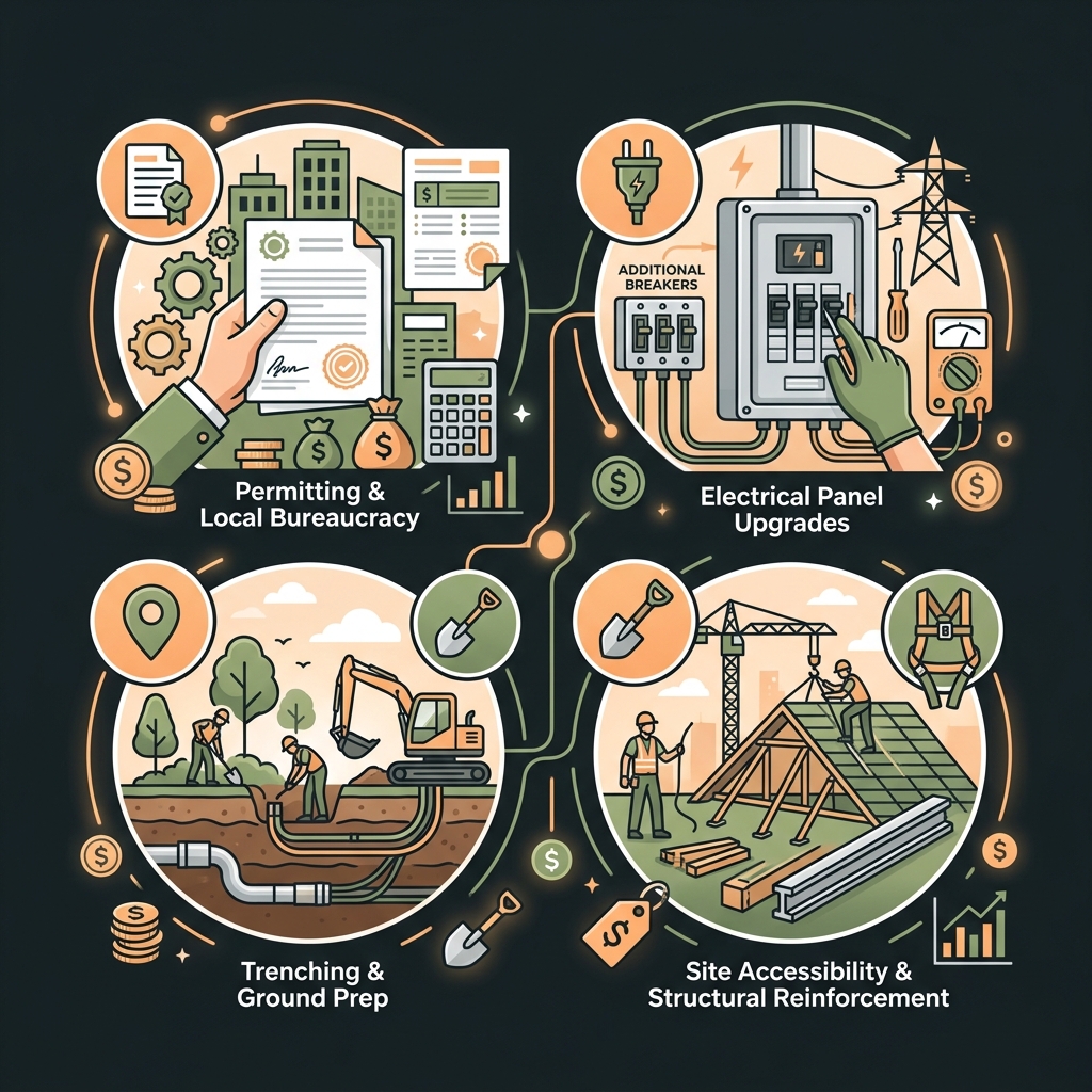 Infographic of hidden solar costs including permits and infrastructure